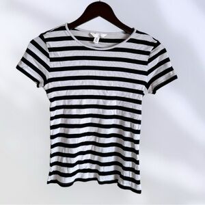 H&M Black and White Striped Women’s Stretchy Shirt